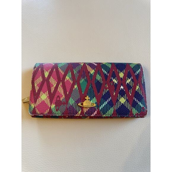 Vivienne Westwood Diamond Tartan Zip around Long Wallet - Picture 1 of 14